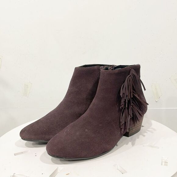 Kelsi Dagger Genuine‎ Suede Leather Womens Trilogy Sz 9M Fringe Side Zip - Picture 1 of 10
